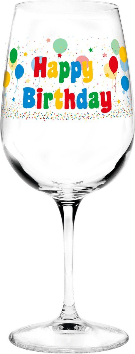 Out of the Blue Wijnglas fun verjaardagscadeau Happy Birthday 500 ml