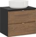 Meuble de salle de bain 60 cm, chêne, noir mat, avec lavabo sur pieds, rond
