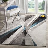 Safavieh Modern Graphic Indoor Geweven Vloerkleed, Hollywood Collectie, HLW710, in Grijs & Wintergroen, 122 X 183 cm