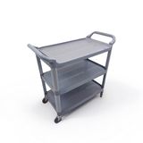 Professionele kelnerwagen van kunststof met 3 planken en wielen van staal en polypropyleen, afmetingen 102 x 50 x 96 (l x b x h)