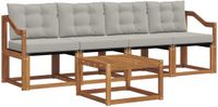 vidaXL Acacia Hout Loungeset 5-delig Natuurlijk en Lichtgrijs