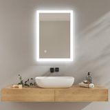 EMKE Led-badkamerspiegel, 50 x 70 cm, met ledlicht, koud wit, wandspiegel met aanraakschakelaar, IP44, energiebesparend, led-spiegel