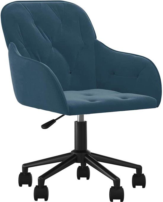 VidaXL Kantoorstoel draaibaar fluweel blauw