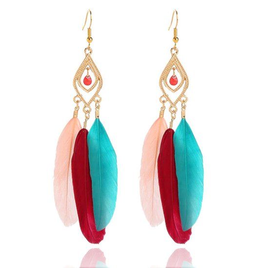 Deja Jewels Deja Veer Oorbellen - Roze Rood Blauw