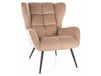 Fauteuil polyester beige dossier capitonné