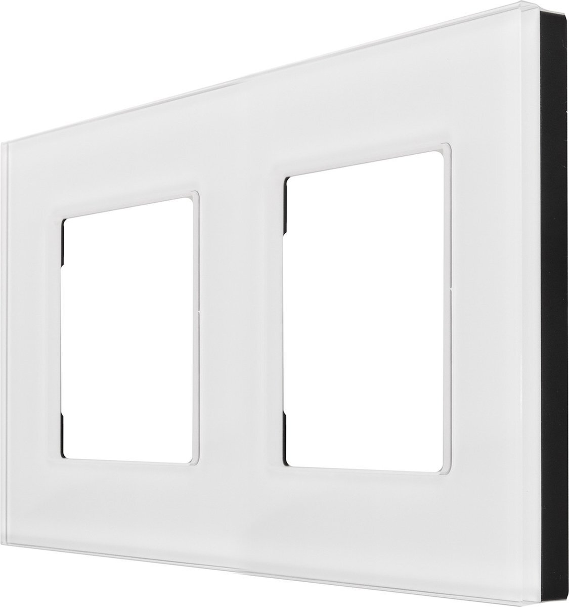 MacLean MCE729B 2-weg glazen framepaneel 157 x 86 mm voor stopcontact Modulaire wandcontactdoos Inbouwdoos Inbouwmontage Zwart (Wit)