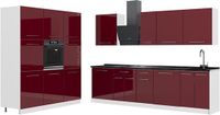 Vicco Complete keukeneenheid Fame-Line, Bordeauxrode hoogglans/Wit, 460 cm, WB Antraciet