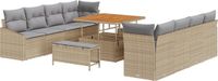 vidaXL Tuinbank Set 11-delig Beige Polyrattan