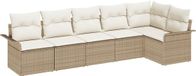 vidaXL Salon de jardin 6 pièces Beige Polyrotin