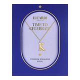 Lucardi Dames Stalen goldplated ketting letter K