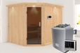 Karibu | Sauna Malin avec col de toit | Verre anthracite | Poêle 9 kW commande externe