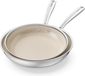 Set de poêles en Inox sans marque avec revêtement nid d'abeille, 24/28 cm