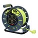 Masterplug Pro-XT Kabelhaspel, 50 m, verlenging 4 Schuko, verlengkabel, 3000 W, grijs/groen