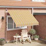 Maison Exclusive - Parasol rétractable, à commande manuelle, 250 cm, rayé jaune/bleu