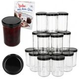 MamboCat 48-delige set jampotten 435 ml met zwarte deksel en receptenboekje
