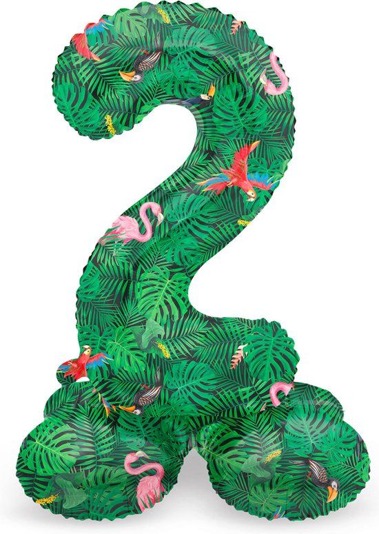 Folat Staande Folieballon Cijfer 2 Jungle Vibe - 72 cm