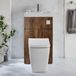 Sandford Toilet Fontein Combinatie Moderne, Incl. WC-ombouw et Réservoir Courbé 50cm x 89cm - Chêne Foncé | Bouton de Chasse d'Eau Chromé | Cluo
