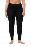 Ulla Popken - Dames - Legging kuitlang smalle pijp elastische tailleband - Klassiek zwart - Maat 66+