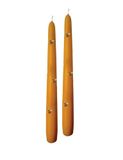 Set Cereria Di Giorgio Set van 2 conische kaarsen mosterd met wasbijen - hoogte 25 cm - handwerk - Made in Italy