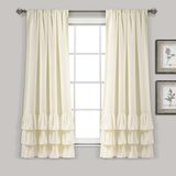 Lush Decor Allison Raamgordijnpaneel met ruches, 63" L x 40" W, ivoor