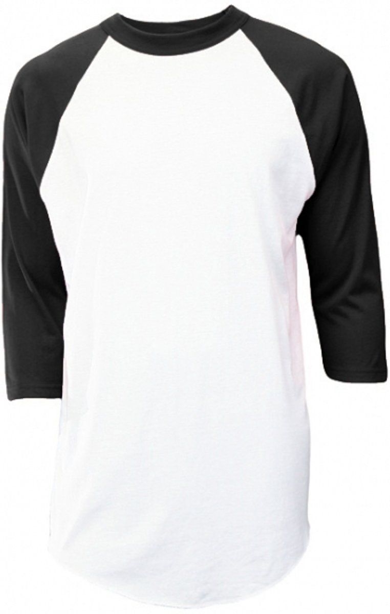 Soffe Raglan Baseball Shirt 3/4 mouw - Wit/Zwart - Jeugd Medium