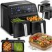 Berdsen Friteuse à air chaud XXL, 8 litres, panier à double friture, BD-653, noir et argent
