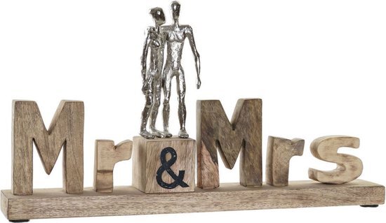 Decoratieve figuren DKD Home Decor Mr &amp; Mrs Ziverachtig Aluminium (51 x 7,5 x 28 cm)