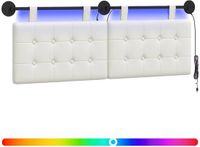 vidaXL - Hangend hoofdbord met LED-verlichting, wit kunstleer