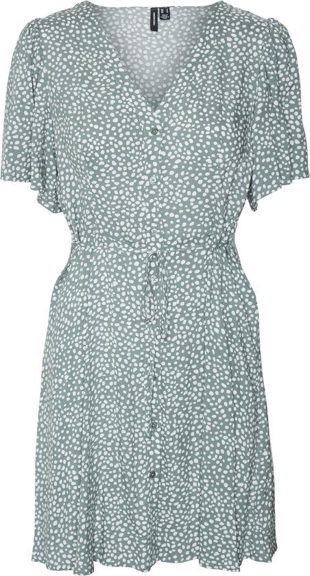 VERO MODA VMALBA SS SHORT DRESS WVN GA NOOS Dames Jurk - XL - Stippen - Korte mouw - V-hals