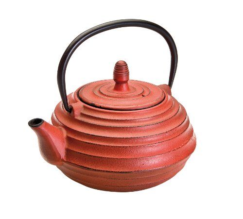 Ibili Theepot set Oriental Ceylan met filter 0,7 l gietijzer zwart/rood 3 stuks