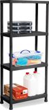 PLASTICFORTE rek schuur/zolder - kunststof - zwart - 60 x 30 x 140 cm - met 4 planken - stellingkast voor berging