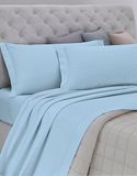 Gemitex Flanel Beddengoedset - 100% Katoen, Gemaakt in Italië, Tweepersoonsbed, Lichtblauw, Anti-pilling