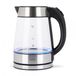 Livoo DOD199 waterkoker 1,7 l 2200 W Zwart, Roestvrijstaal, Transparant