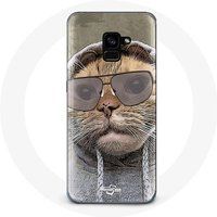 Maniacase Hoesje voor Samsung Galaxy A8 Plus Kat met capuchon grappige foto Dieren