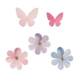 dekora - Set eetbare bloemen en vlinders voor taart en cupcakes - Suikervrij, glutenvrij, lactosevrij - 8 stuks