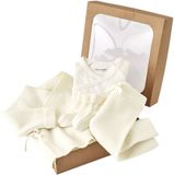 Vertbaudet Babypakje 4-delige set in effen tricot vestje + broek + sloffen + body ecru