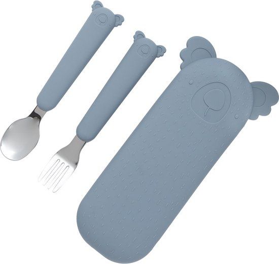 Cotton Cloud Bestekset Zoe de Koala - Smokey Blue - RVS - Grijs