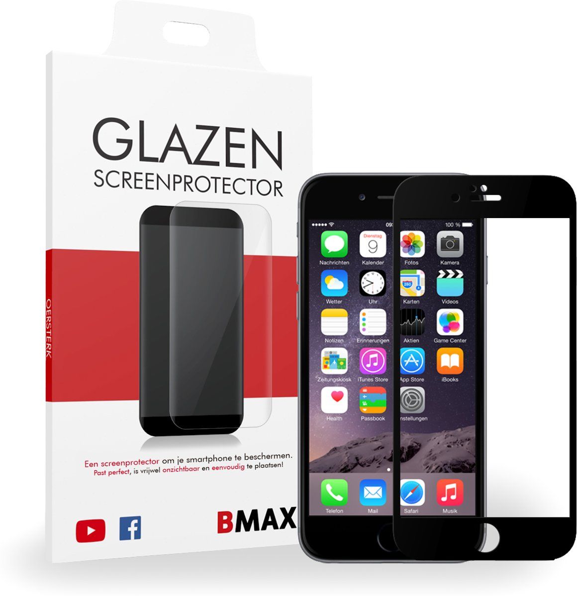 BMAX iPhone 6 / 6S Screenprotector Full Cover Zwart