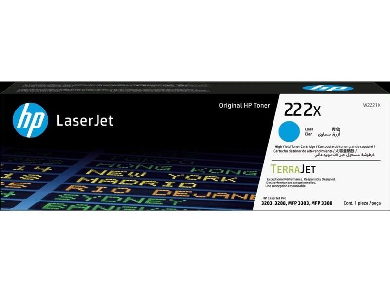 HP 222X (W2221X) toner cyaan hoge capaciteit (origineel)