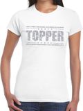 Bellatio Decorations Shoppartners Bv Wit Topper shirt in zilveren glitter letters dames - Toppers dresscode kleding L