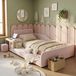 Ropilly Kinderbed Roze Fluweel 90x200 cm met Bureau en Kruk