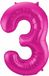 Folat Verjaardag Leeftijd folieballon - 3 jaar - roze - 86 cm - cijferballon groot