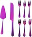 Taartset - 8-delig - RVS - Paars - Vaatwasmachinebestendig