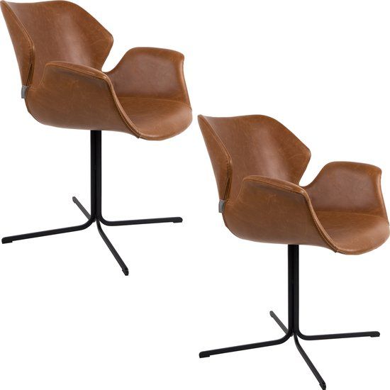 Zuiver Nikki Eetkamerstoelen Armleuning Bruin - Set van 2