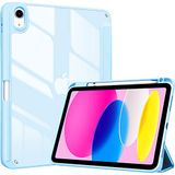 ProCase Hoes voor iPad 10e generatie 2022 10,9 inch met penhouder, stootvaste Smart Case Cover met transparante achterkant beschermhoes compatibel met iPad 10th Gen -hemelsblauw