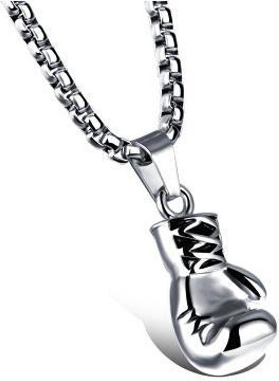 Mannen ketting boks handschoen zilver - 4thePerfectParty