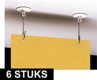 Merkloos / Sans marque Vkf Renzel B.V. Zelfklevende plafondhaak - 6x - met oog - kunststof - 3,9 cm - vlaggenlijnen en ophanghaken