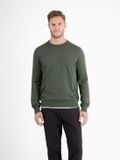 LERROS Gebreide herentrui van katoen met ronde hals, Maat: M, Kleur: CHILLED OLIVE