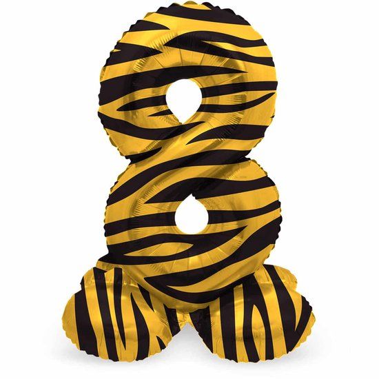 Folat - Staande folieballon Cijfer 8 Tiger Chic - 72 cm