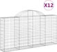 vidaXL Gabions - 12 pièces - voûté - 200x30x100/120 cm - métal - argent